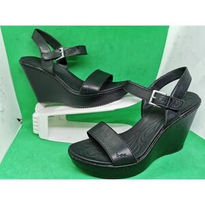 Born Women's Willamette Black Sandals 4" Heel Platform Leather Shoe Size 10 M